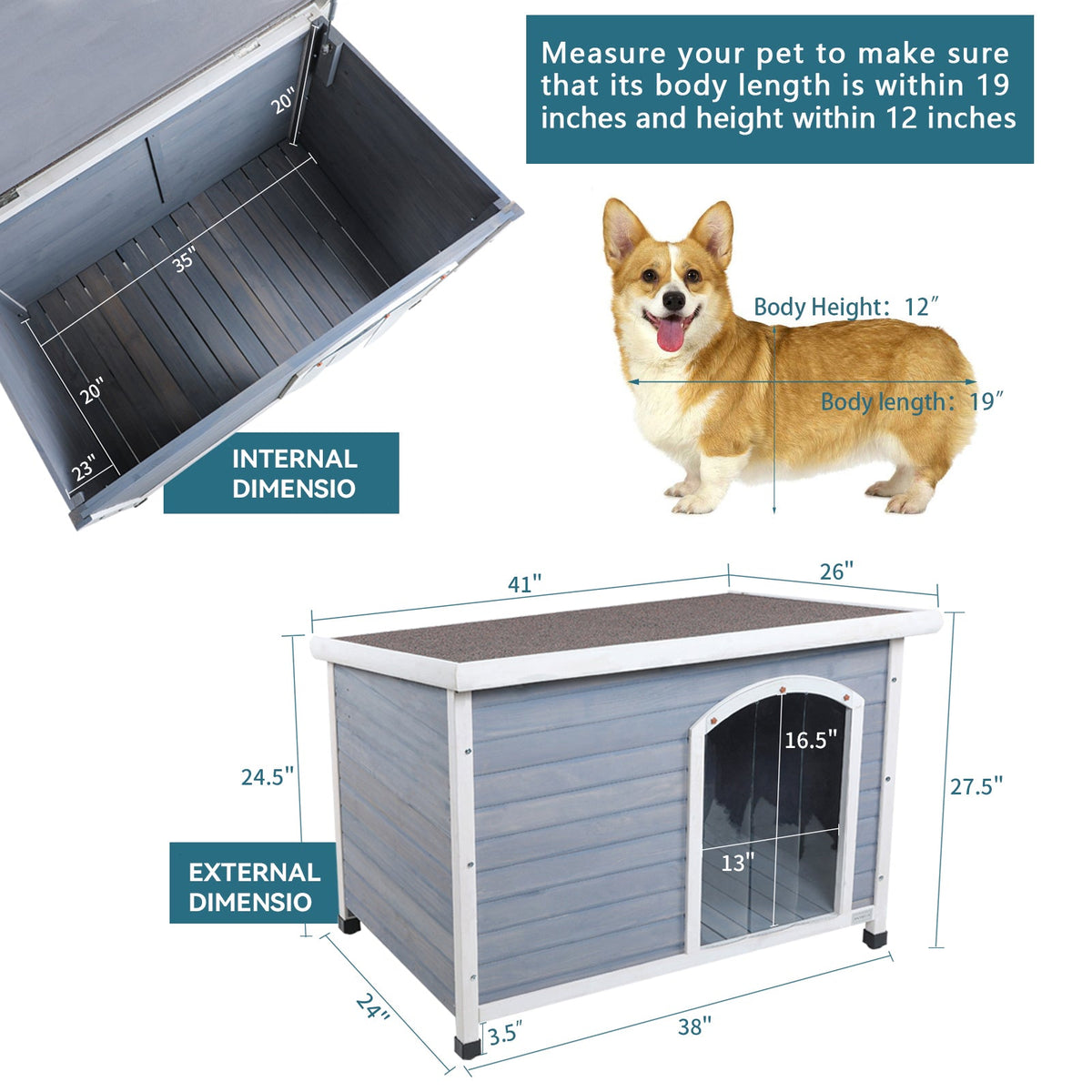 Medium Wooden Dog House
