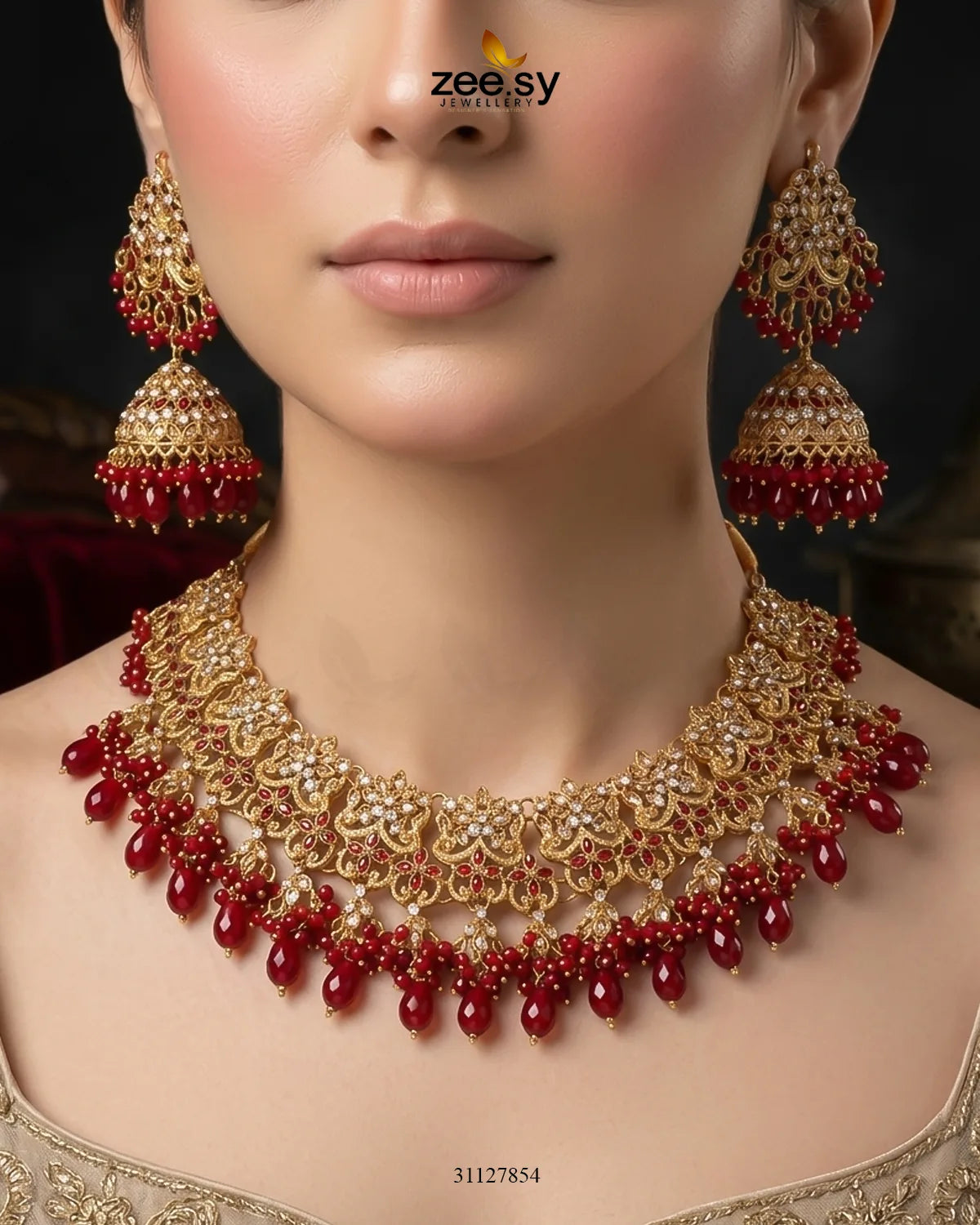 Nectarine Bloom Gems Bridal Set