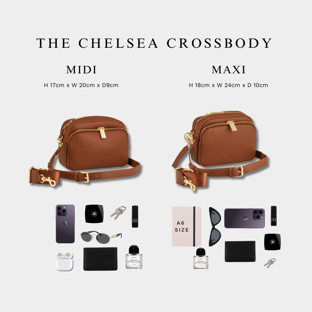 Chelsea Midi Crossbody Bag -Black Leather