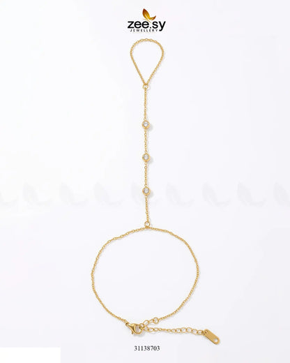 Triple Zirconia Hand Finger Bracelet